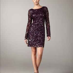 [Aidan Mattox] Purple Long-Sleeve Sequin Dress 10